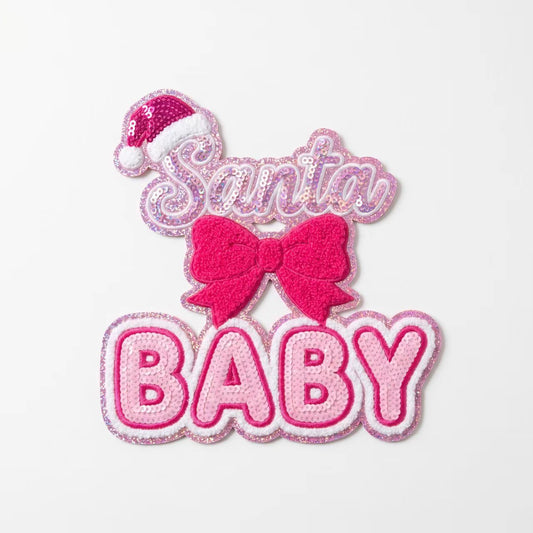 Christmas Santa Baby Bow Iron On Patches
