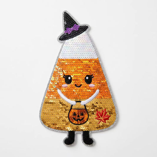 Halloween Corn Witch Pumpkin Sequin Iron On Patches