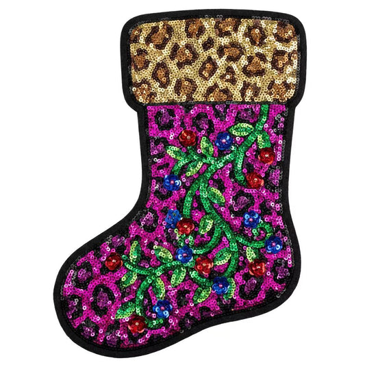 Christmas Socks Sequin Iron On Patches For Shirts